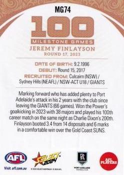 2024 Select AFL Footy Stars - Milestone Games #MG74 Jeremy Finlayson Back